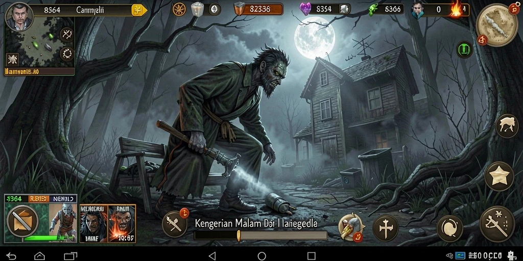 Screenshot utama 8364 menampilkan suasana gelap dan menyeramkan saat gameplay.