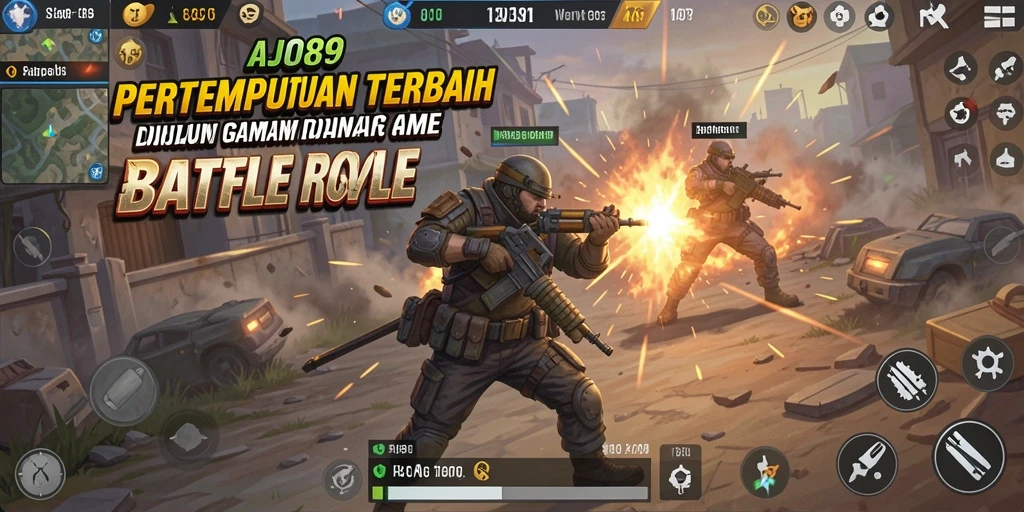 Screenshot gameplay AJO89 menonjolkan aksi seru dalam pertempuran Battle Royale.
