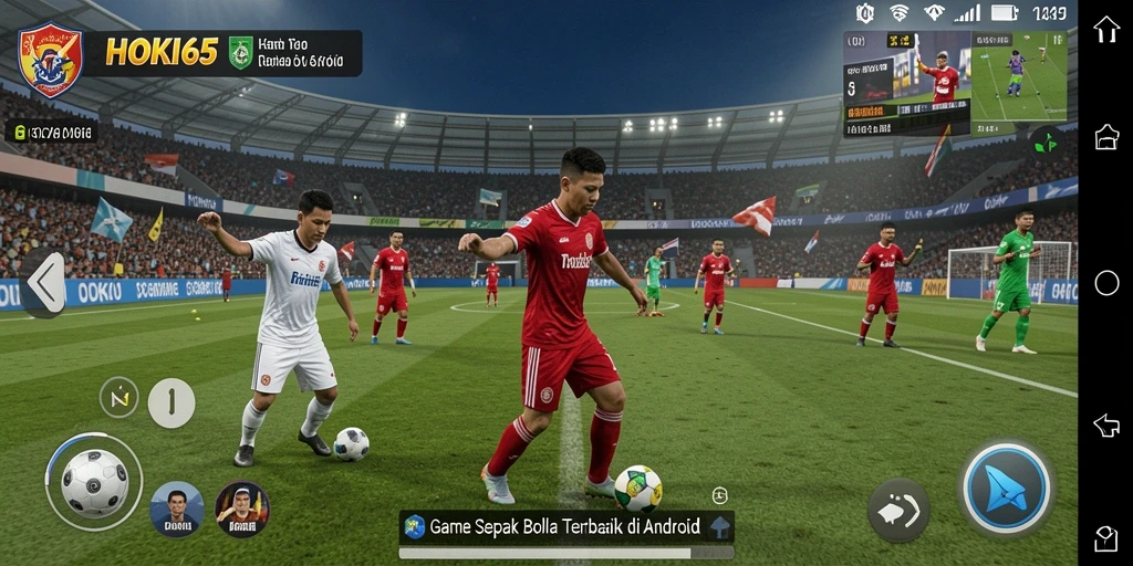 Screenshot dari gameplay HOKI65 dengan aksi seru di lapangan sepak bola.