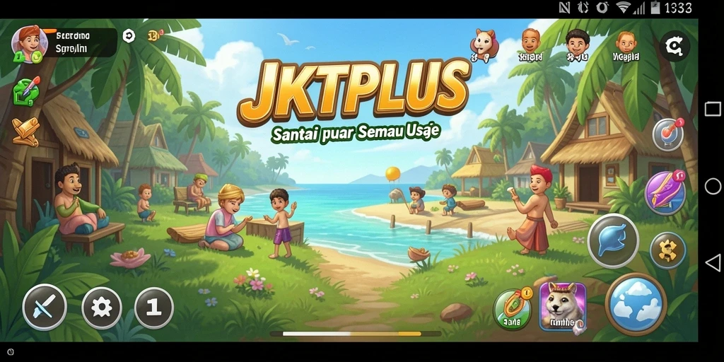 Tampilan gameplay JKTPLUS yang colorful dan interaktif.