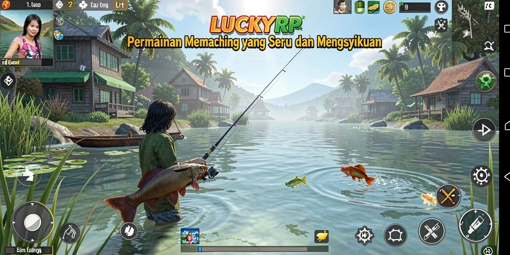 Screenshot gameplay <strong>LUCKYRP</strong> menampilkan aksi seru saat memancing.