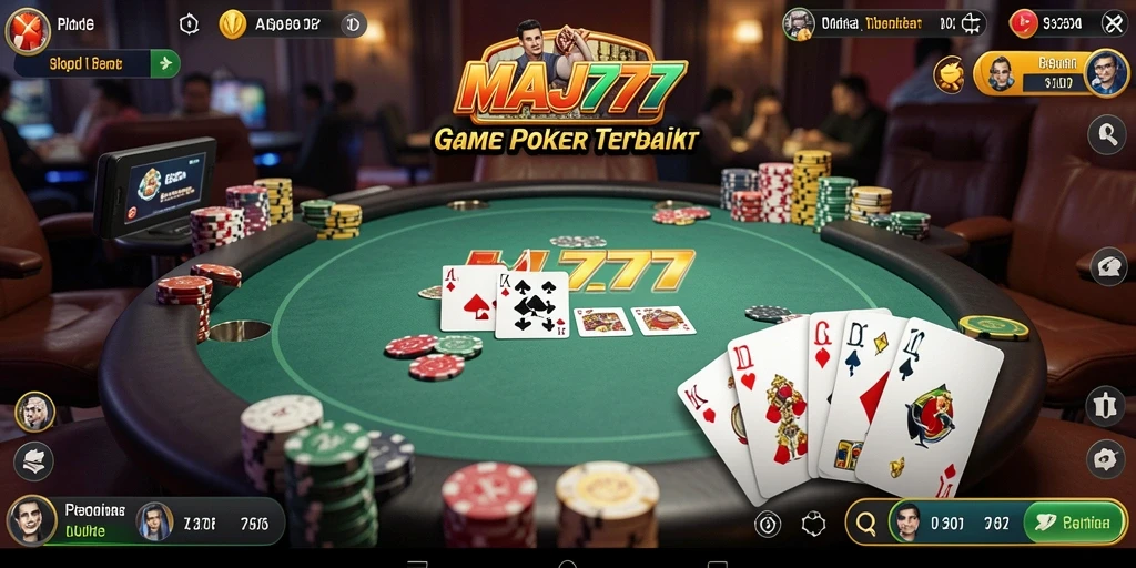 Tampilan gameplay poker seru di MAJ777 dengan teman-teman.