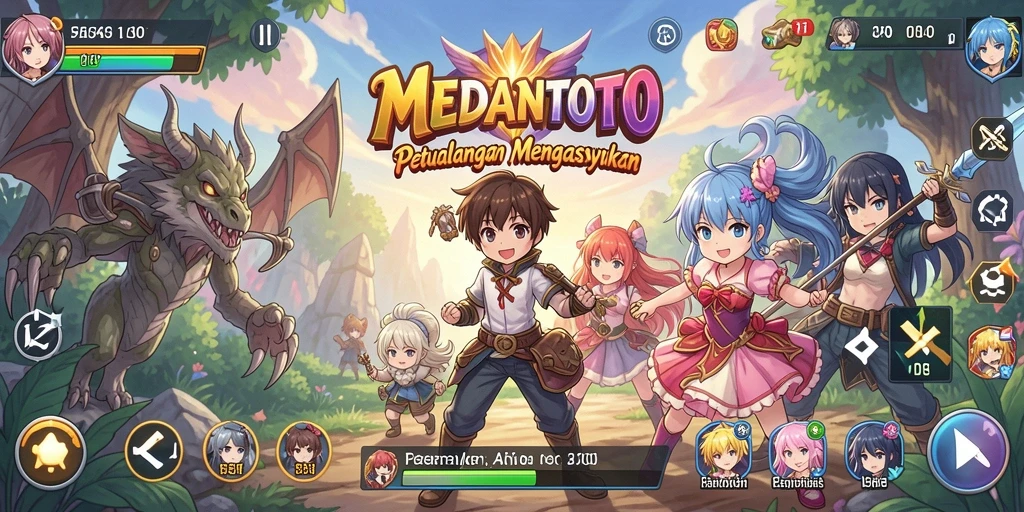 Tampilan menarik gameplay MEDANTOTO dengan karakter anime yang dinamis.