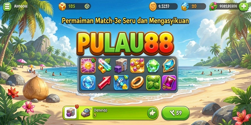 Screenshot gameplay PULAU88 yang menampilkan keseruan mencocokkan buah.