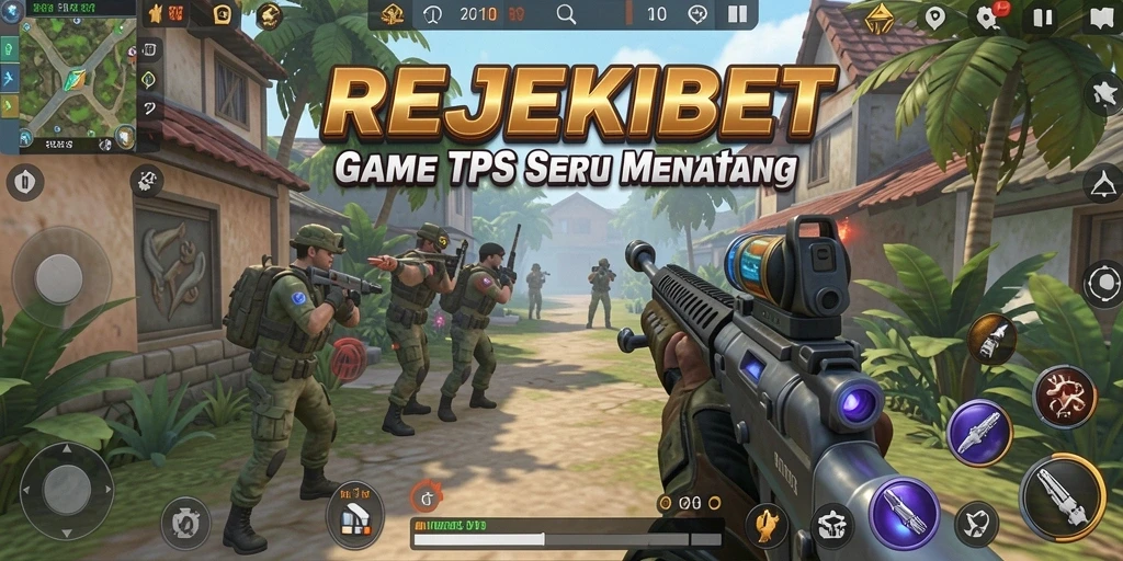 Screenshot gameplay TPS REJEKIBET menampilkan aksi mendebarkan di medan perang.